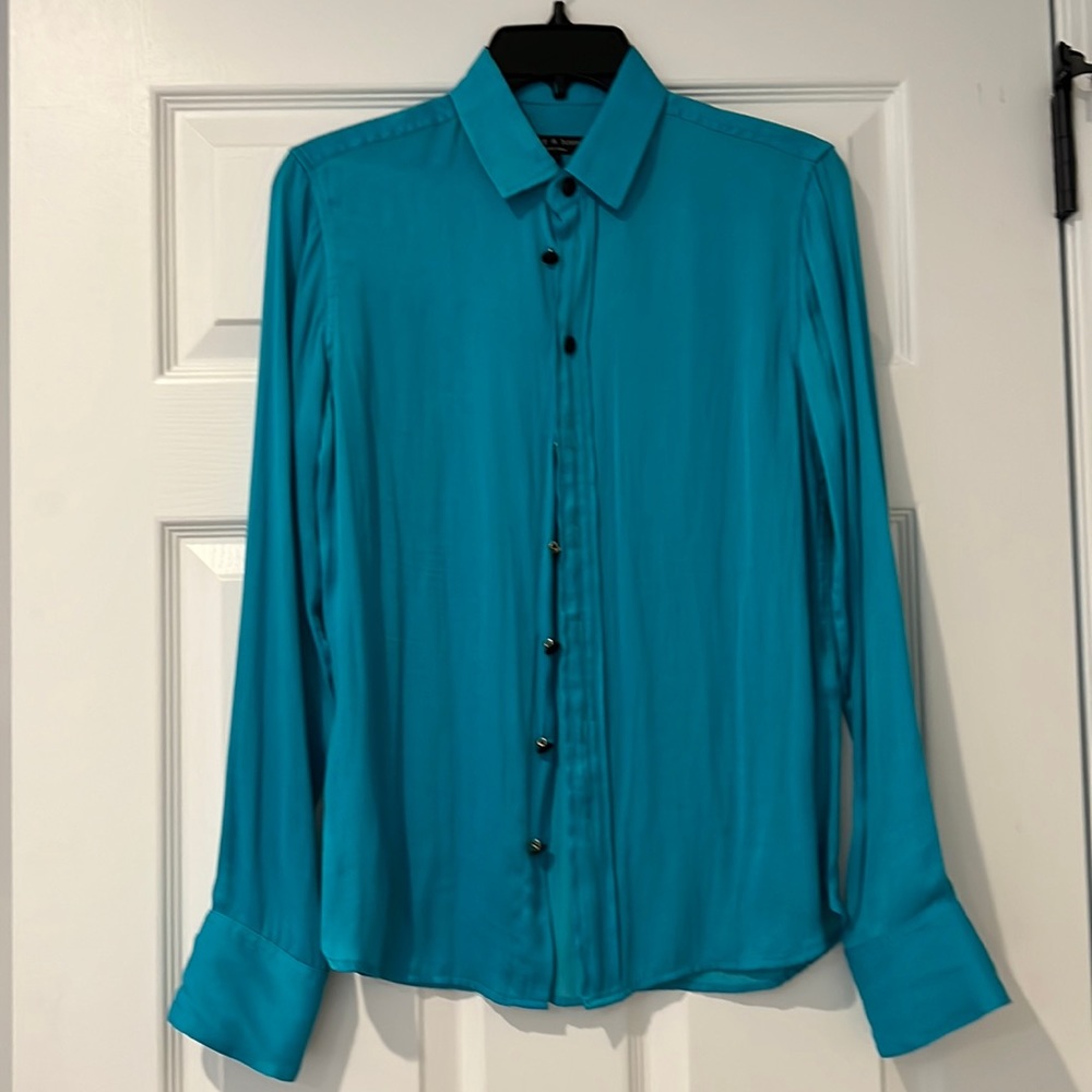 Rag & Bone blue silk button down